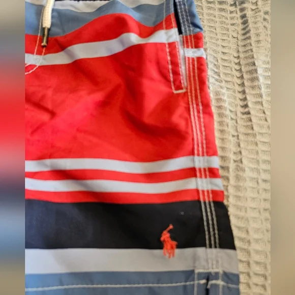 Polo Ralph Lauren Swim Trunks Lined Blues & Red Pockets Little Boy's Size 4/4T